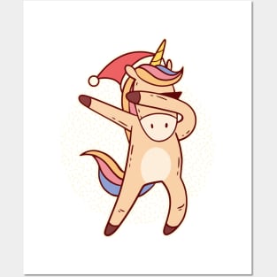 Unicorn Christmas Dab Posters and Art